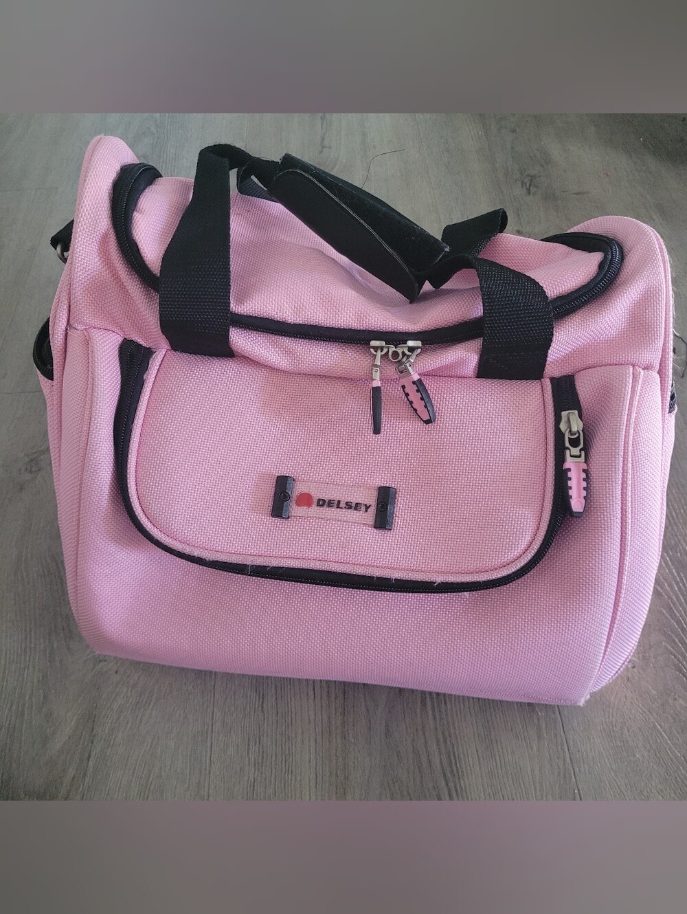 Delsey Paris Pink Travel Duffel Bag with Black Trim *missing Shoulder Strap